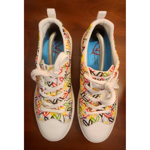 Skechers X James Goldcrown Women White Roadies Heart Sneakers SN 155505 Size 9.5 - Picture 5 of 10
